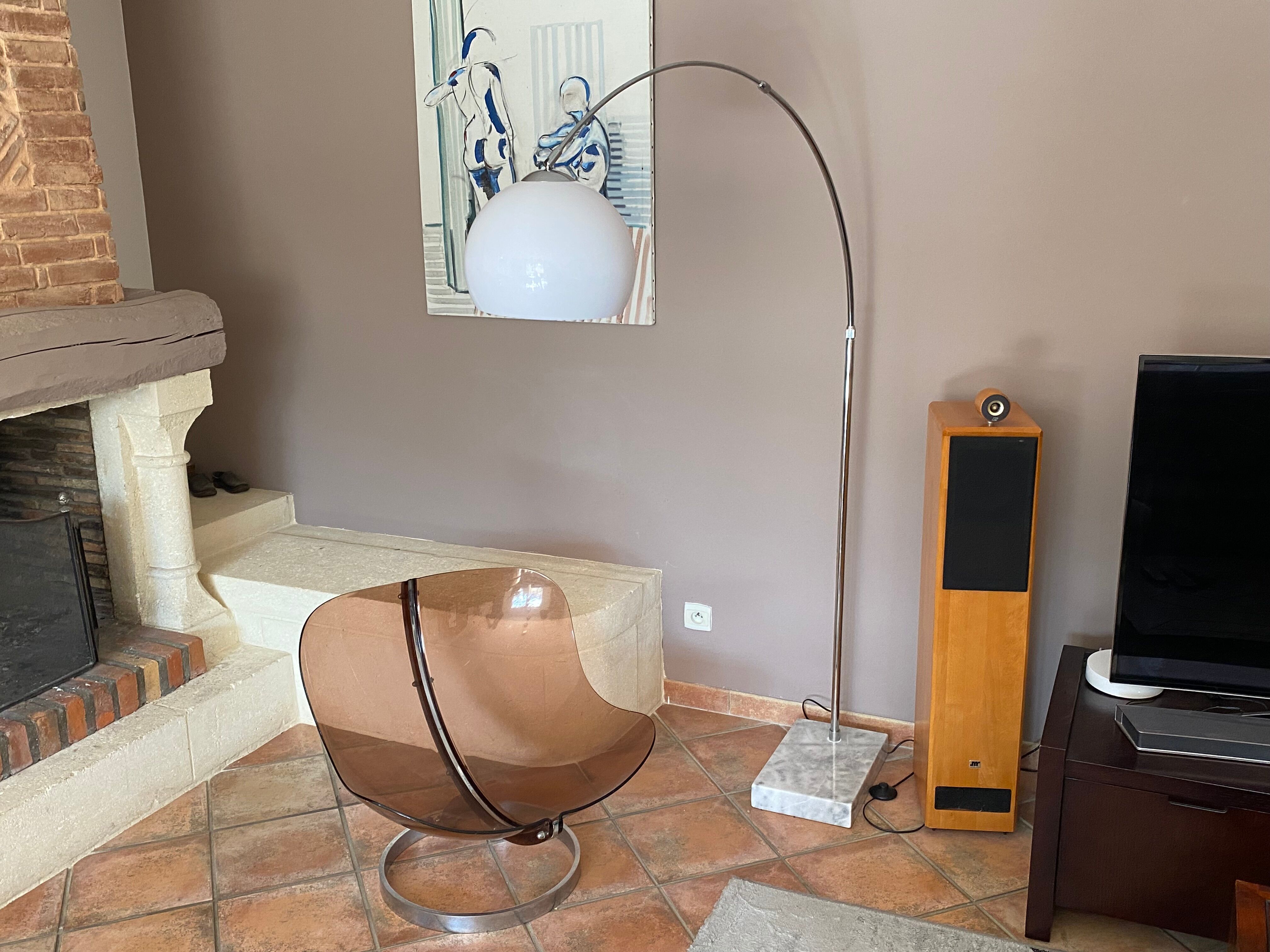 Arc floor lamp, 1970, marble foot