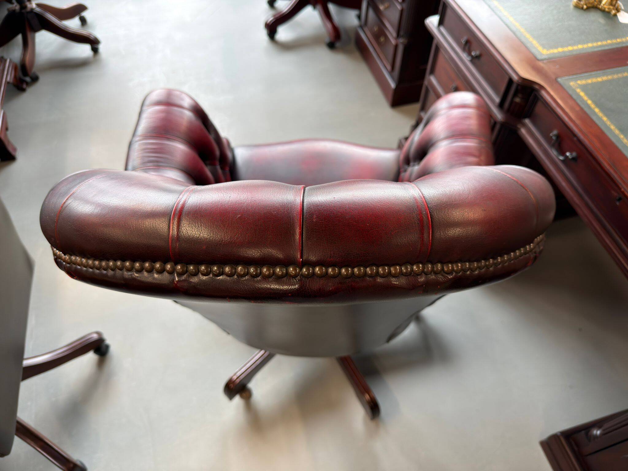 Springvale Chesterfield office chair in oxblood leather