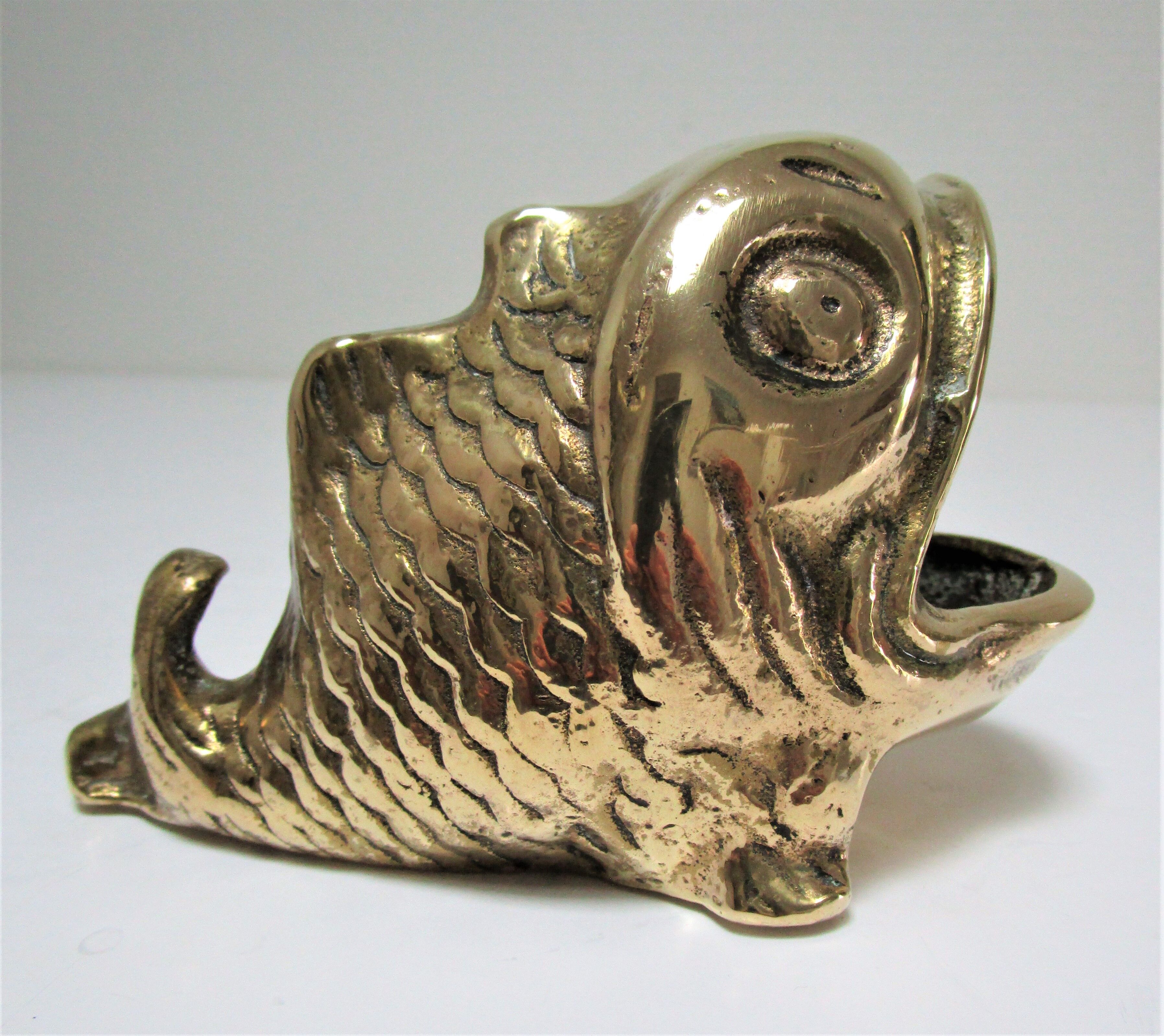 Zoomorphic ashtray golden bronze fish Vintage Peerage