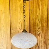 Suspension Art déco en verre de Clichy blanc