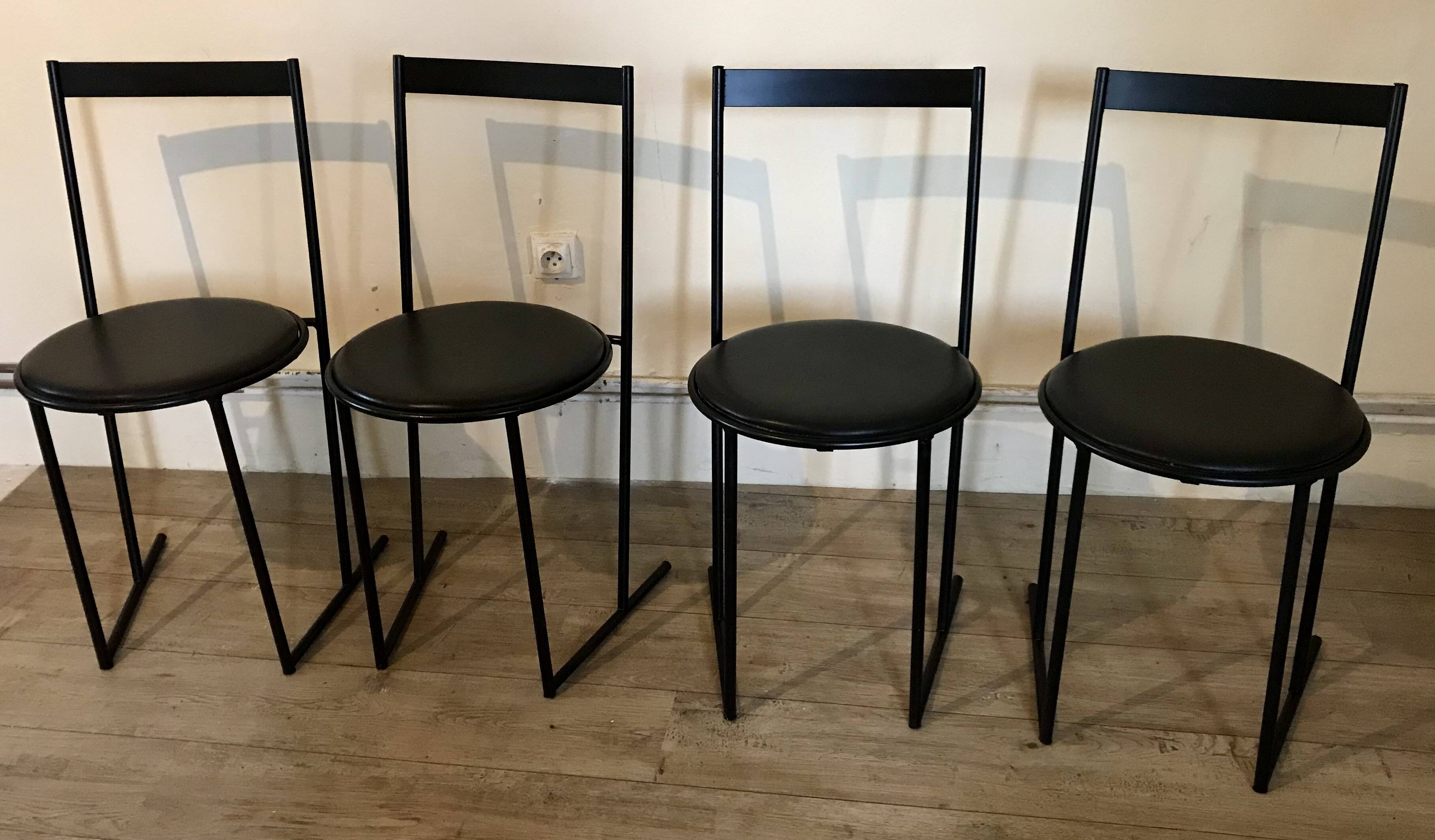 Set of 4 chairs Italy 1980 by Emilio Nanni for Fly-line