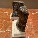 Luxury marble bookend set black and white baroque columns