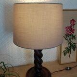 Turned wooden table lamp - vintage