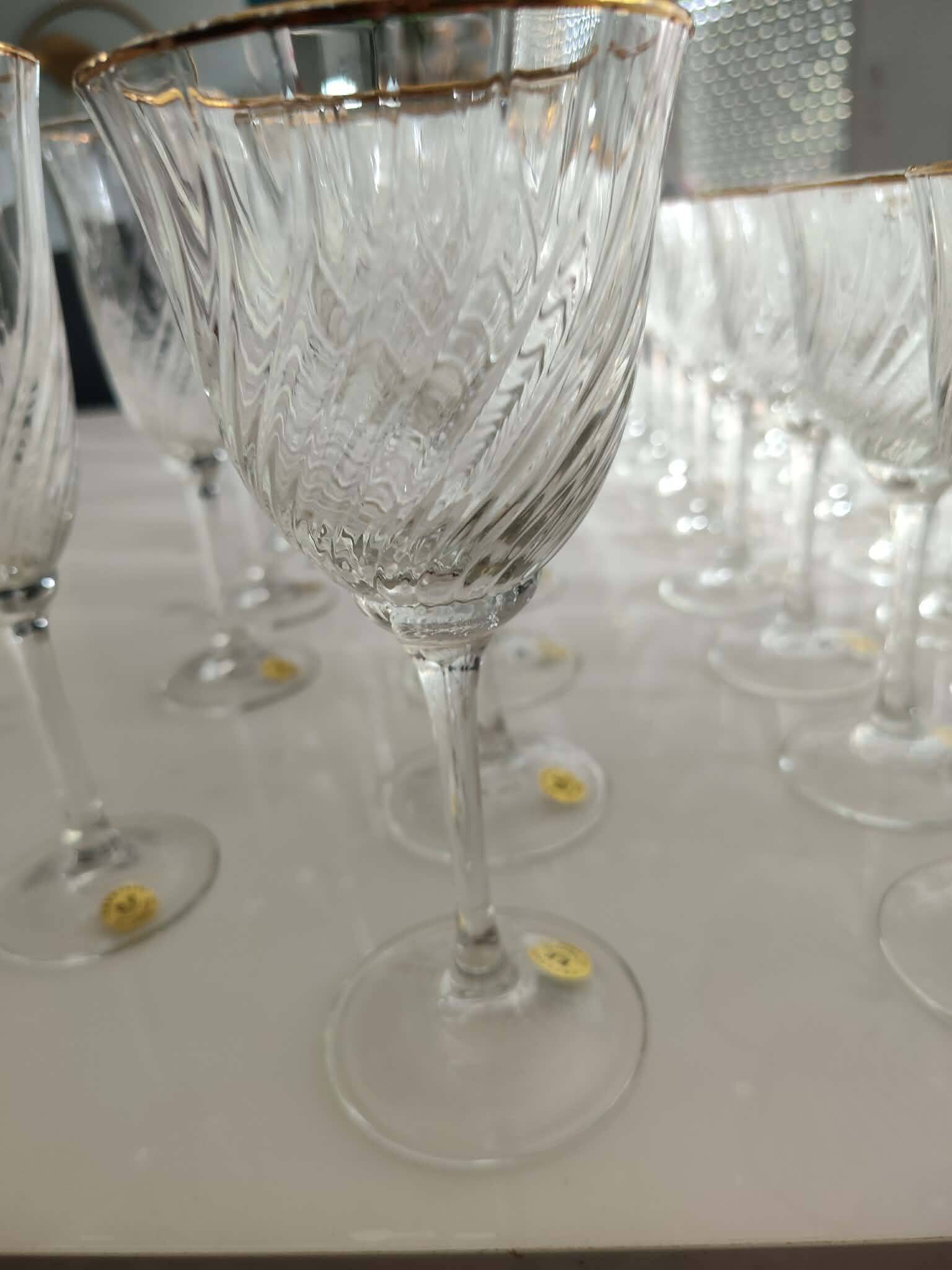 Crystal glassware set with decanter.
