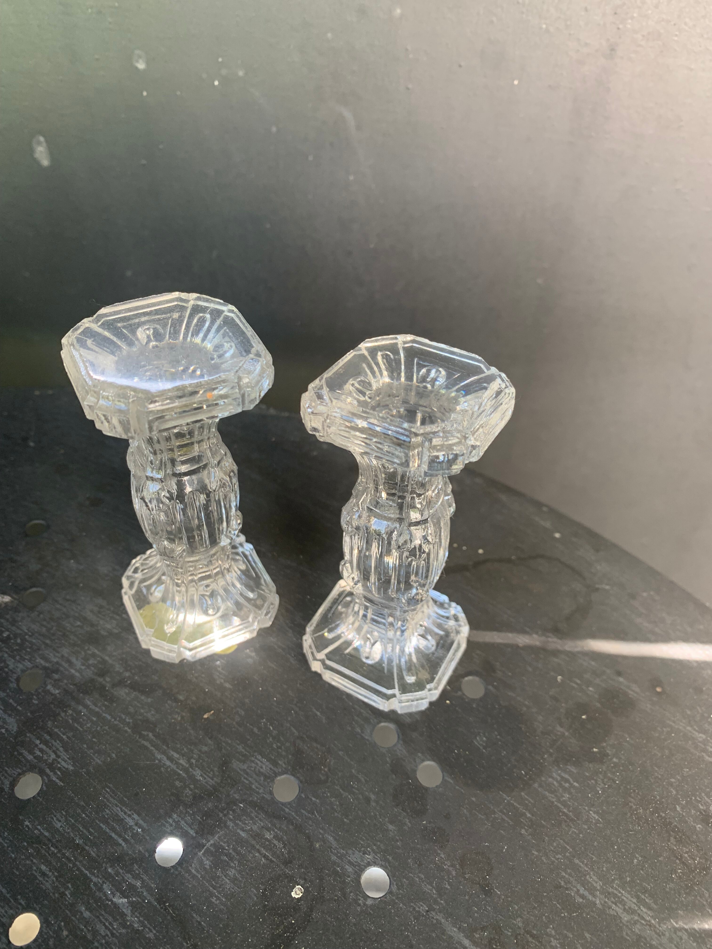 10 antique transparent molded glass knife doors