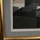 Huile sur toile Alain L'Hermitte Lhermitte architecture géométrique XXe
