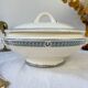 Vintage soup tureen, blue ironstone, Salins model, Castellane