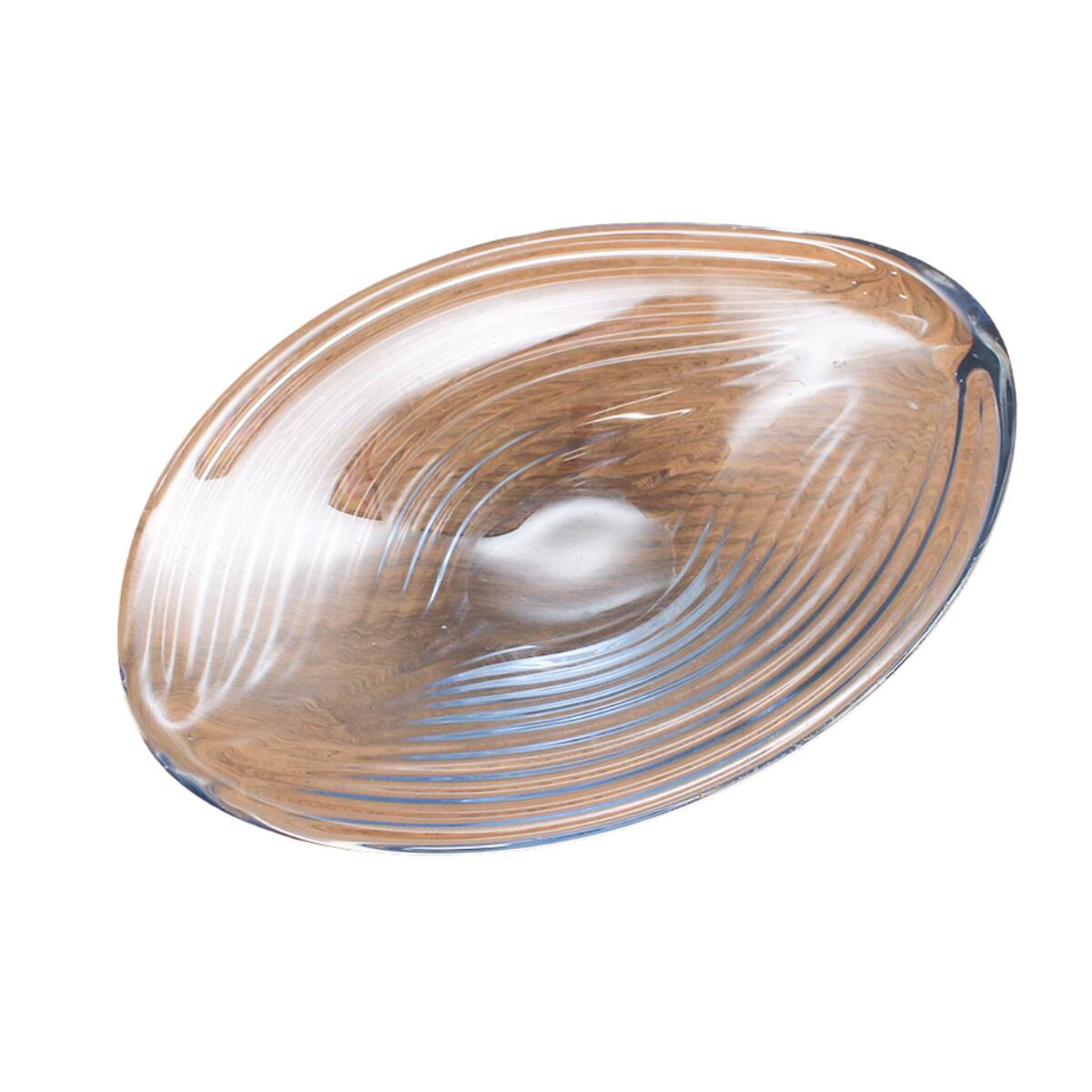 Plat de service en verre vintage bleu