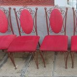 Lot of round table and 6 chairs in ironwork Raymond Menos Haiti