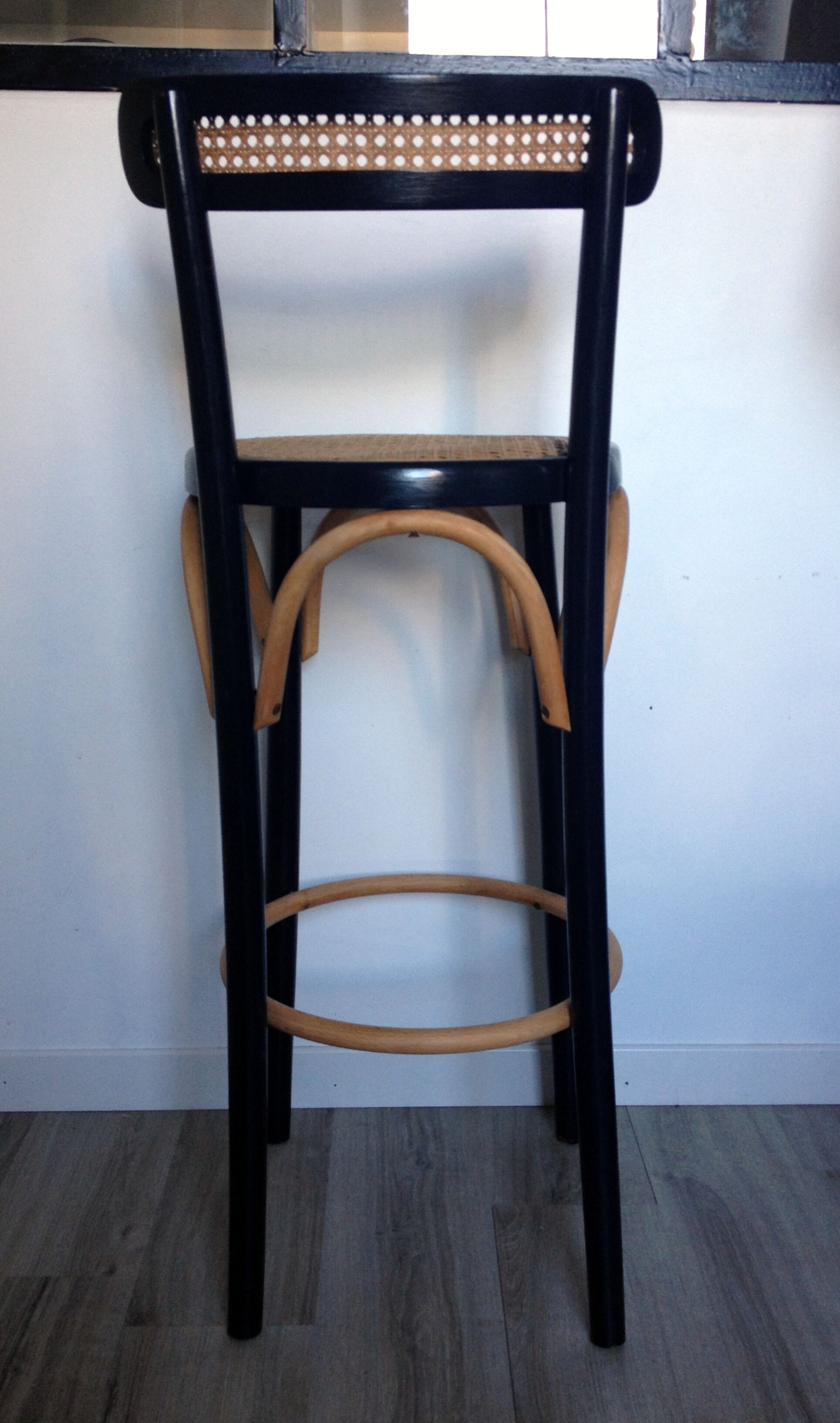 Wooden and canning bar stool