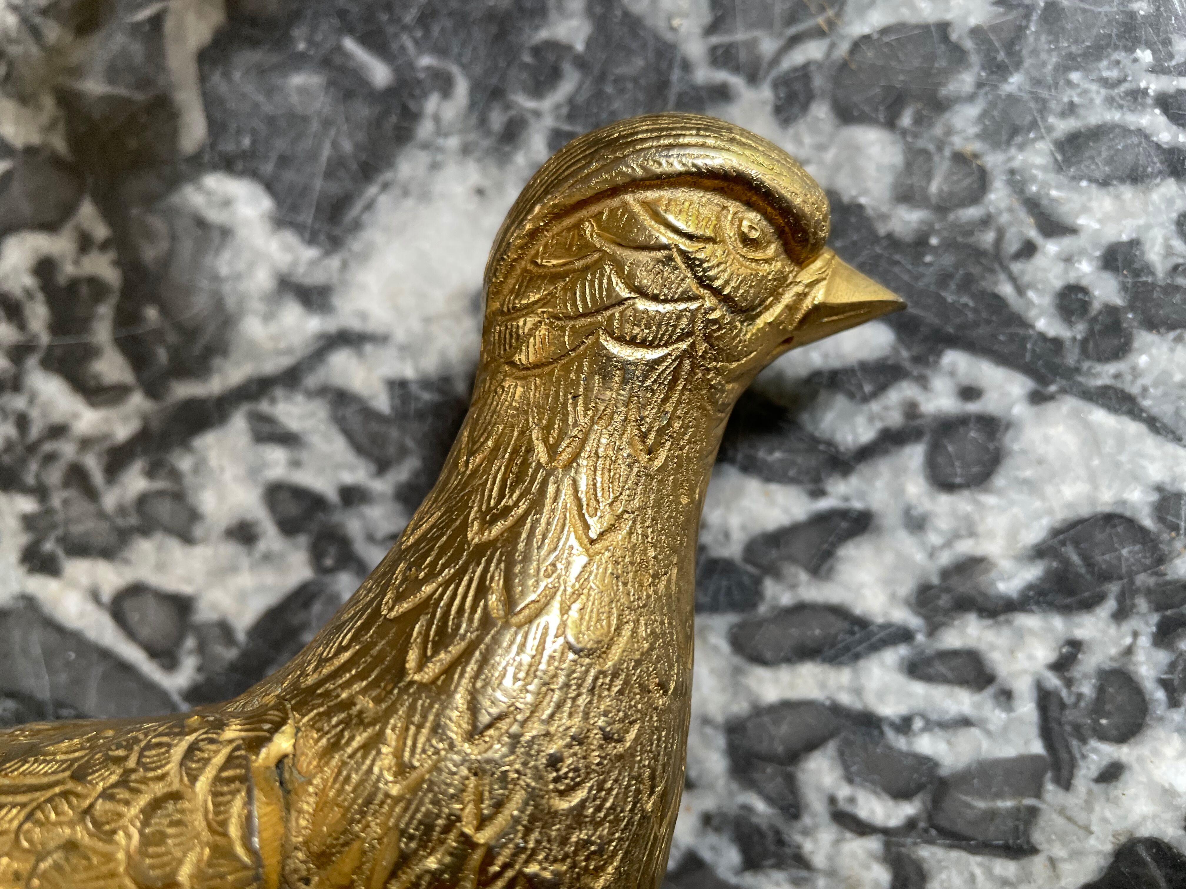 Couple de faisans en bronze doré début XXème