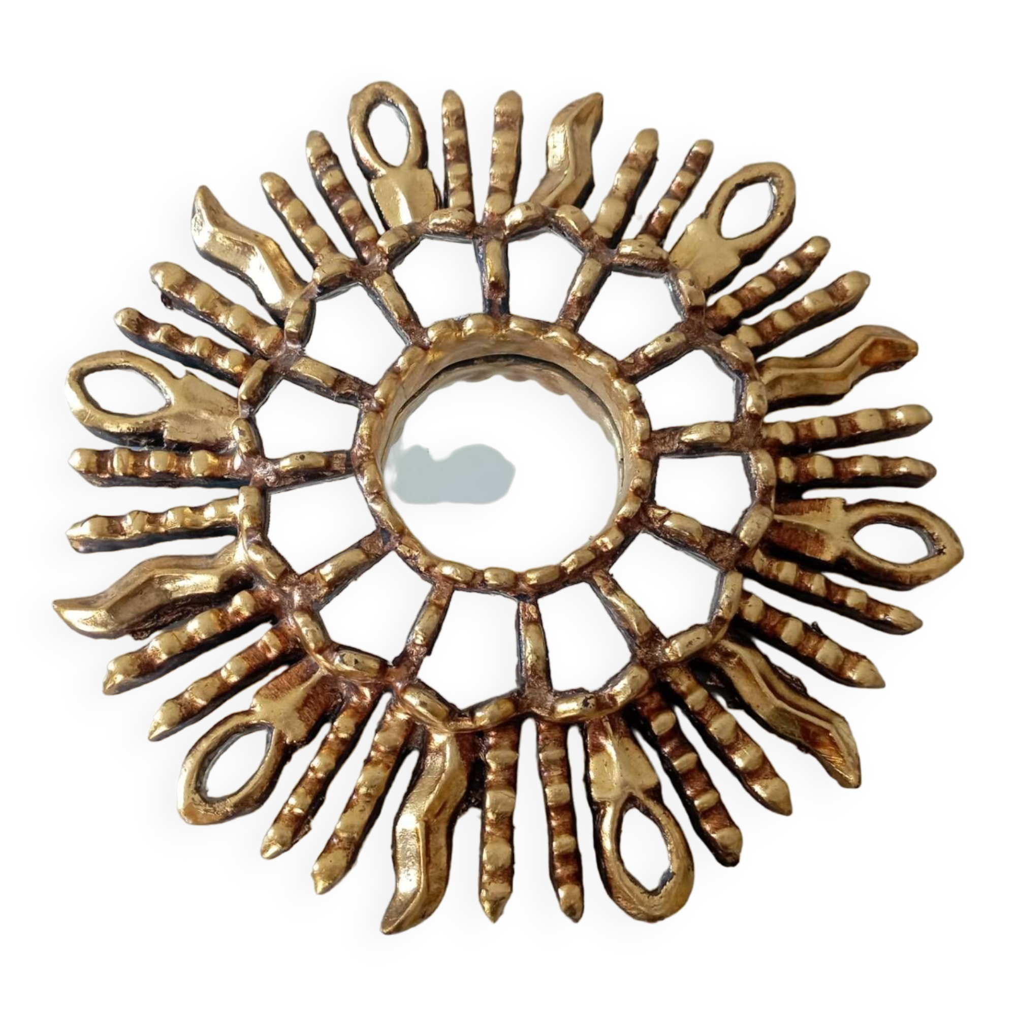 Golden wood sun mirror