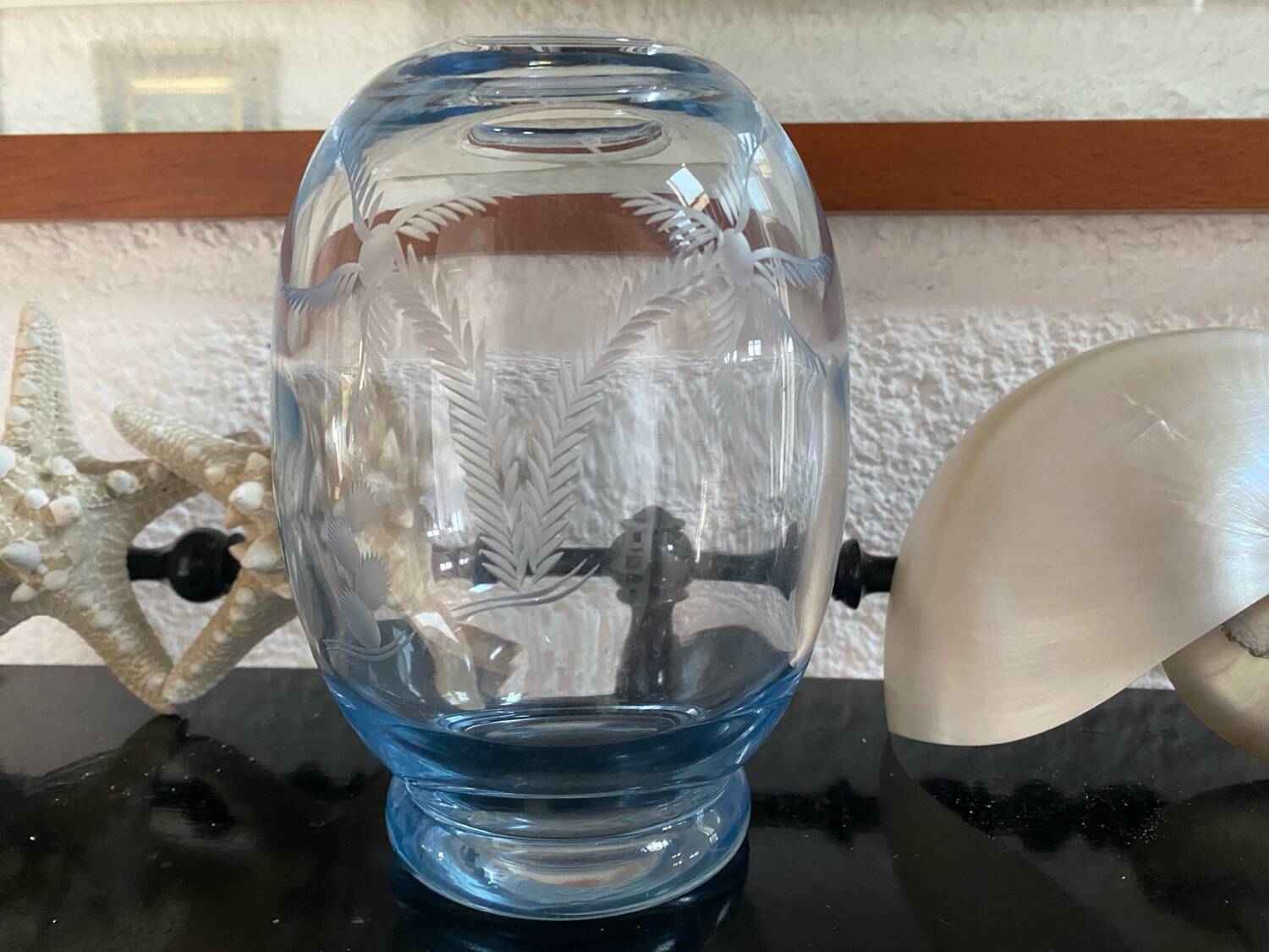 Vintage engraved crystal vase