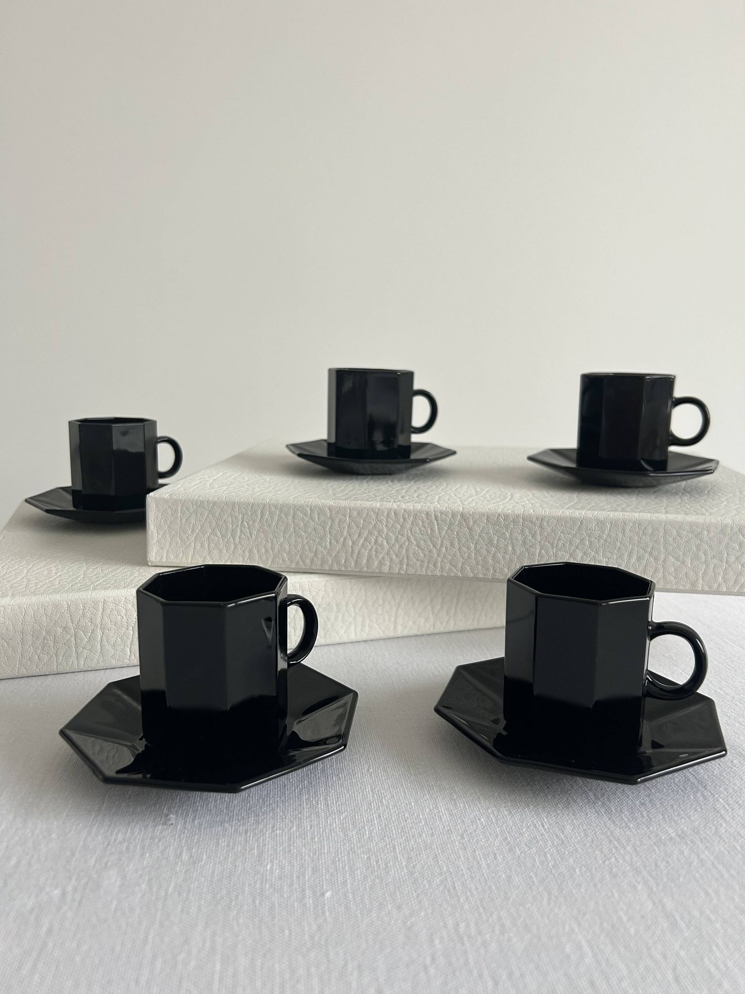 Vintage ESSO coffee set – 1970s – black ceramic