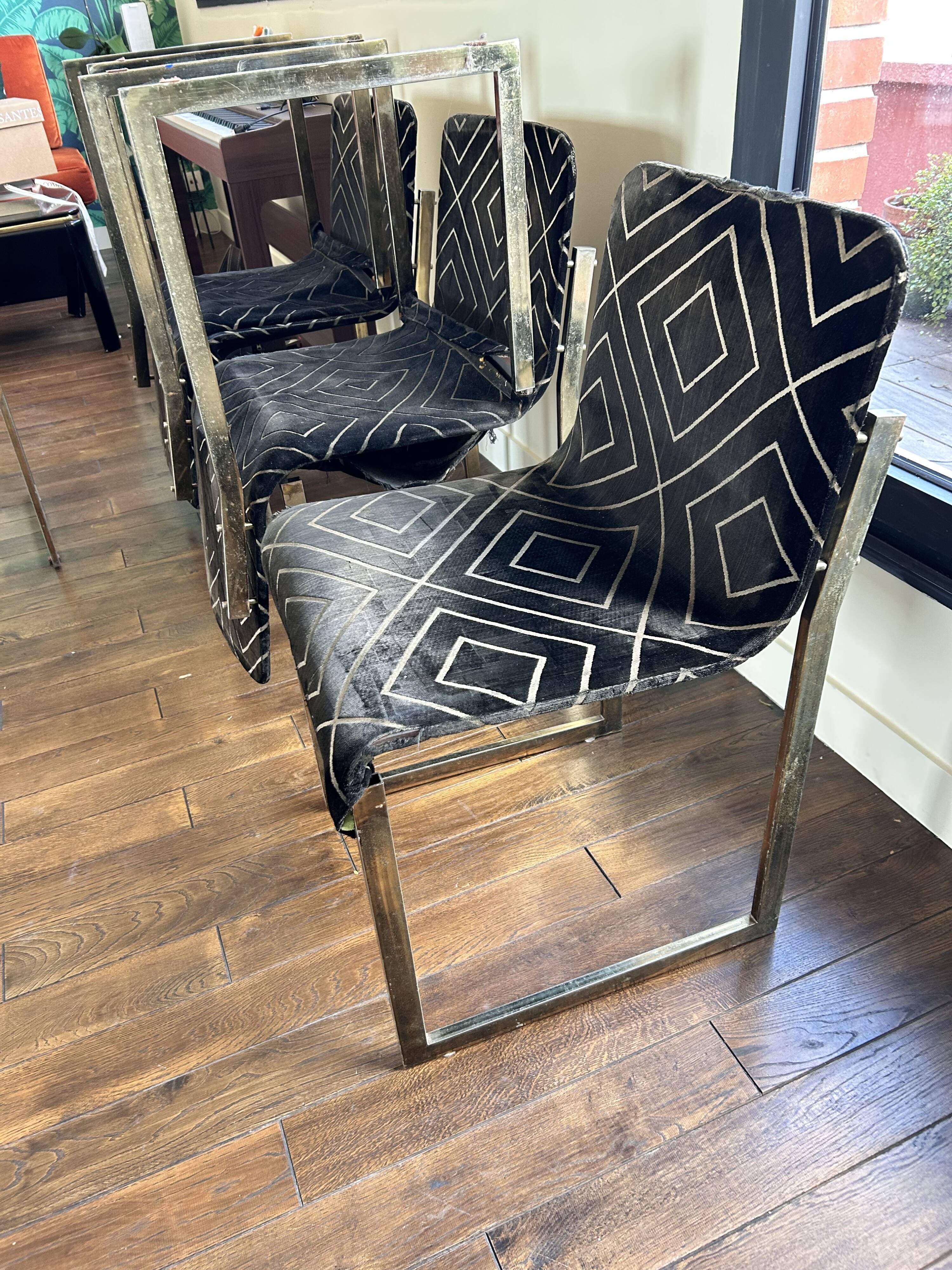 Suite de 6 chaises vintage années 70 style Milo Baughman