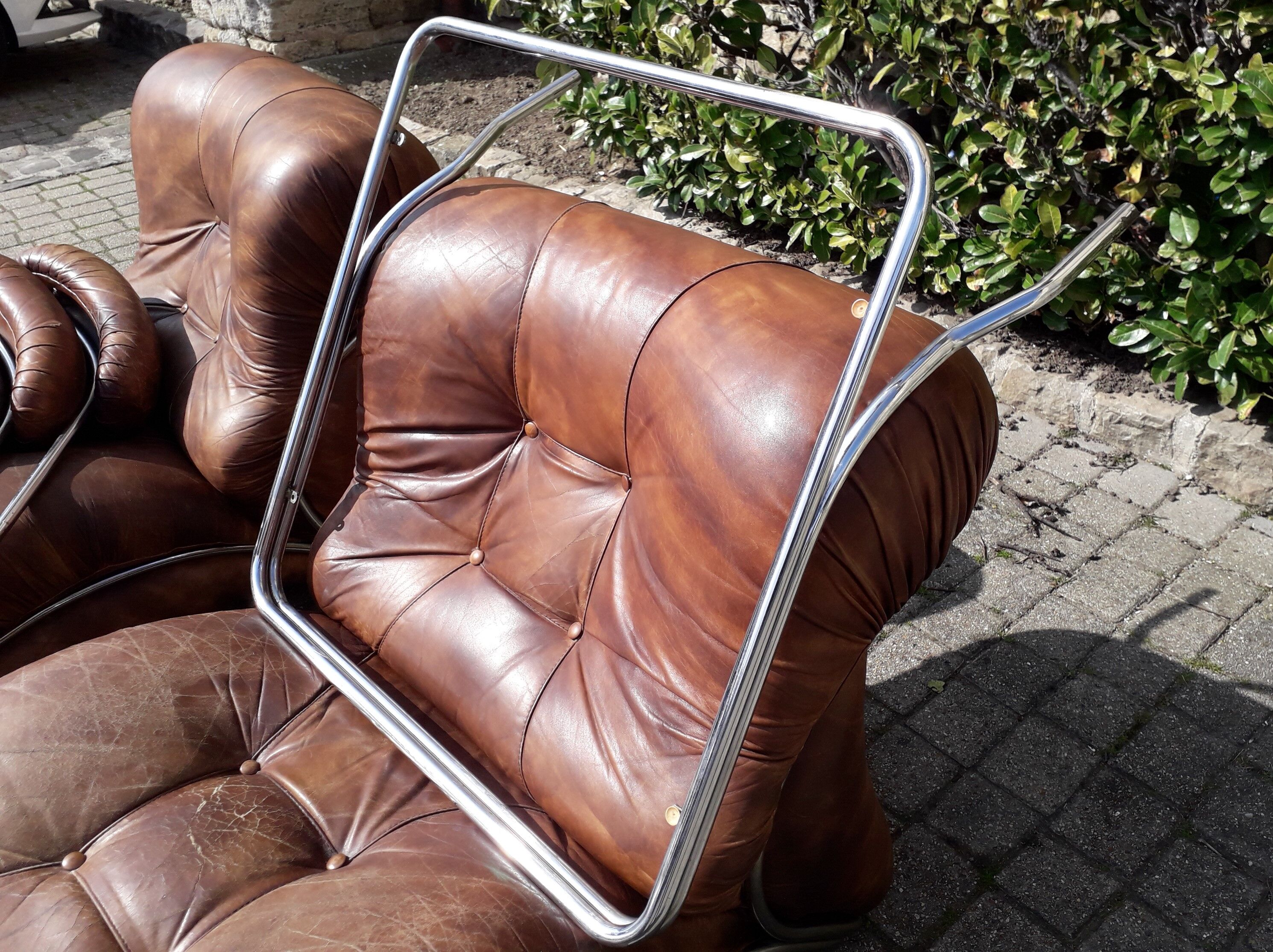 full leather sofa IPE spa Italian design 70s