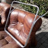 full leather sofa IPE spa Italian design 70s