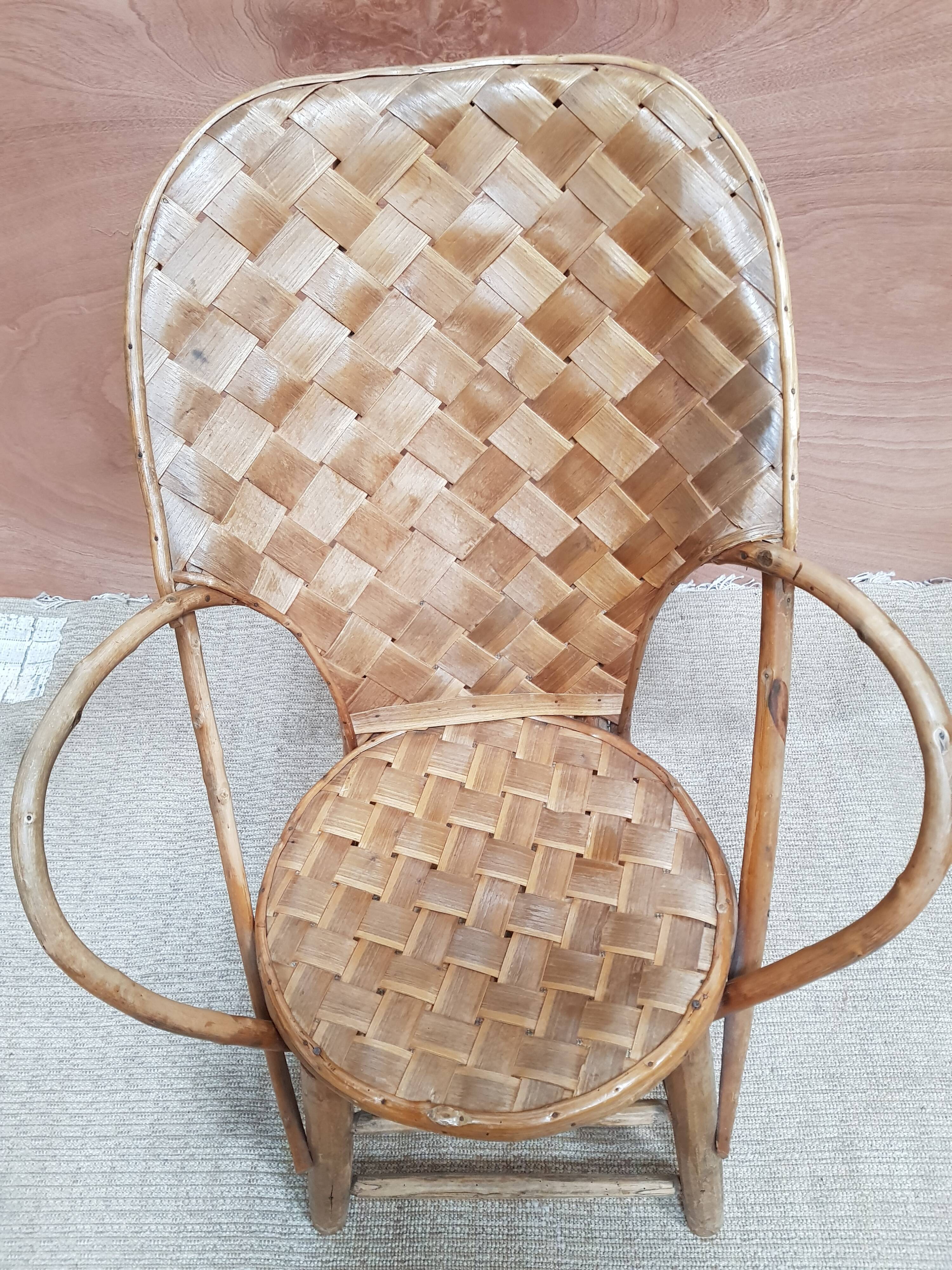 Braided chair in chestnut tree 50s