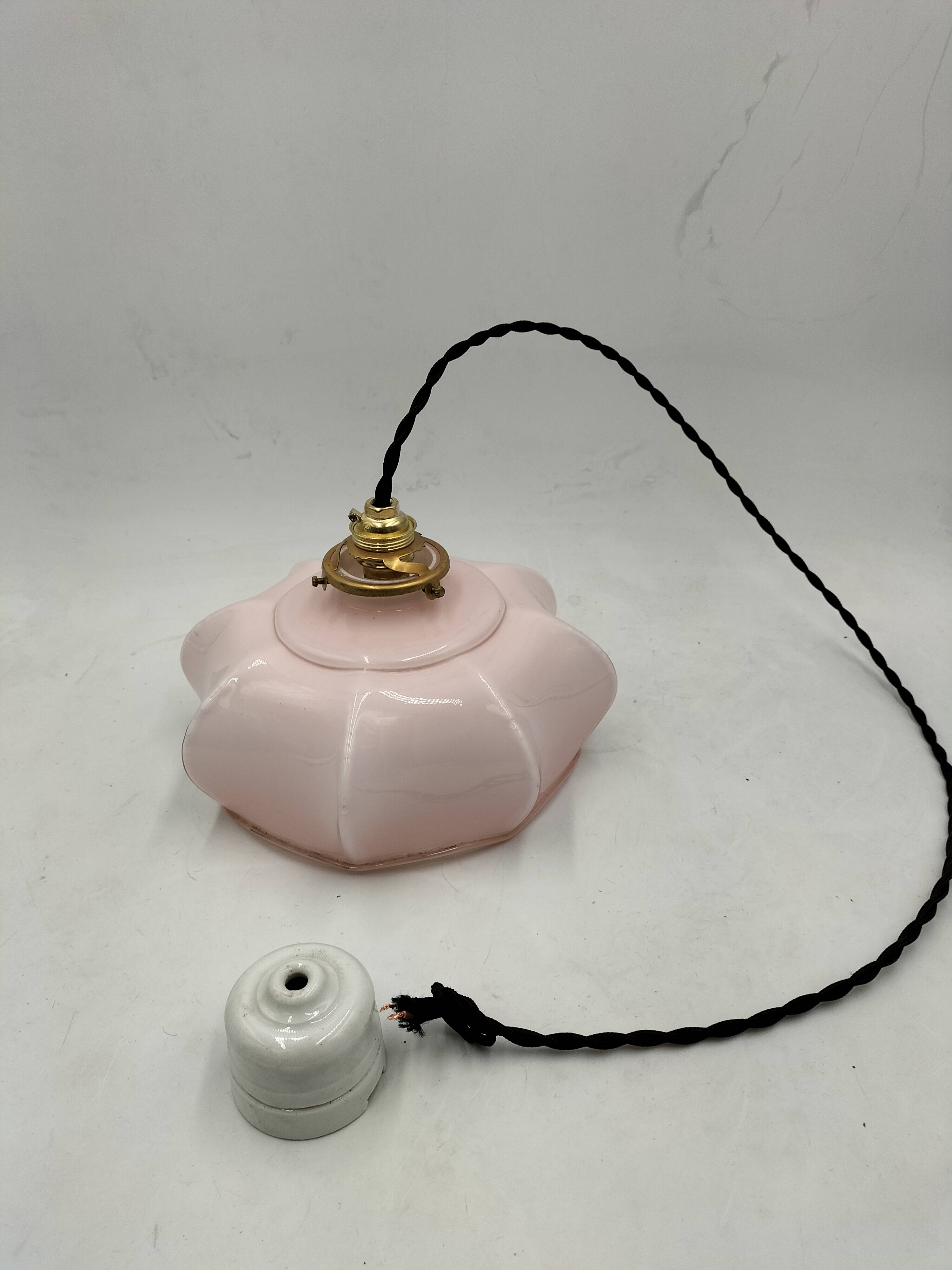 Pink opaline pendant light