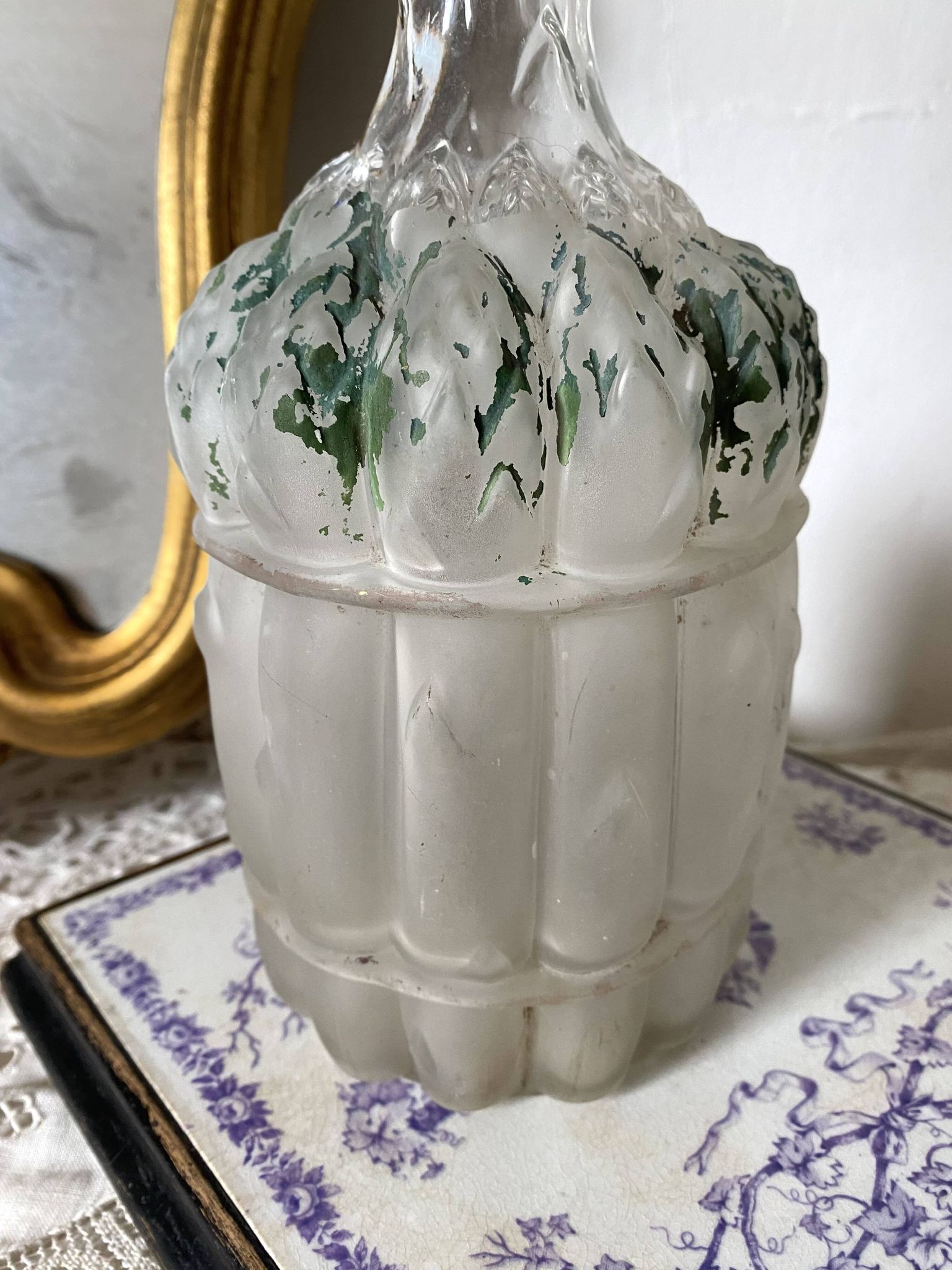 Carafe ancienne asperge Legras fin XIXe