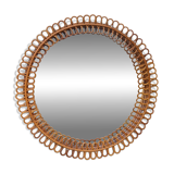 Italian rattan wall mirror, 1960s