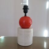 Pair of red and white ceramic lamps from the 80s