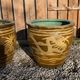 Two Antique Chinese Very Large Terracotta Pot Dragon Planting Plant Egg