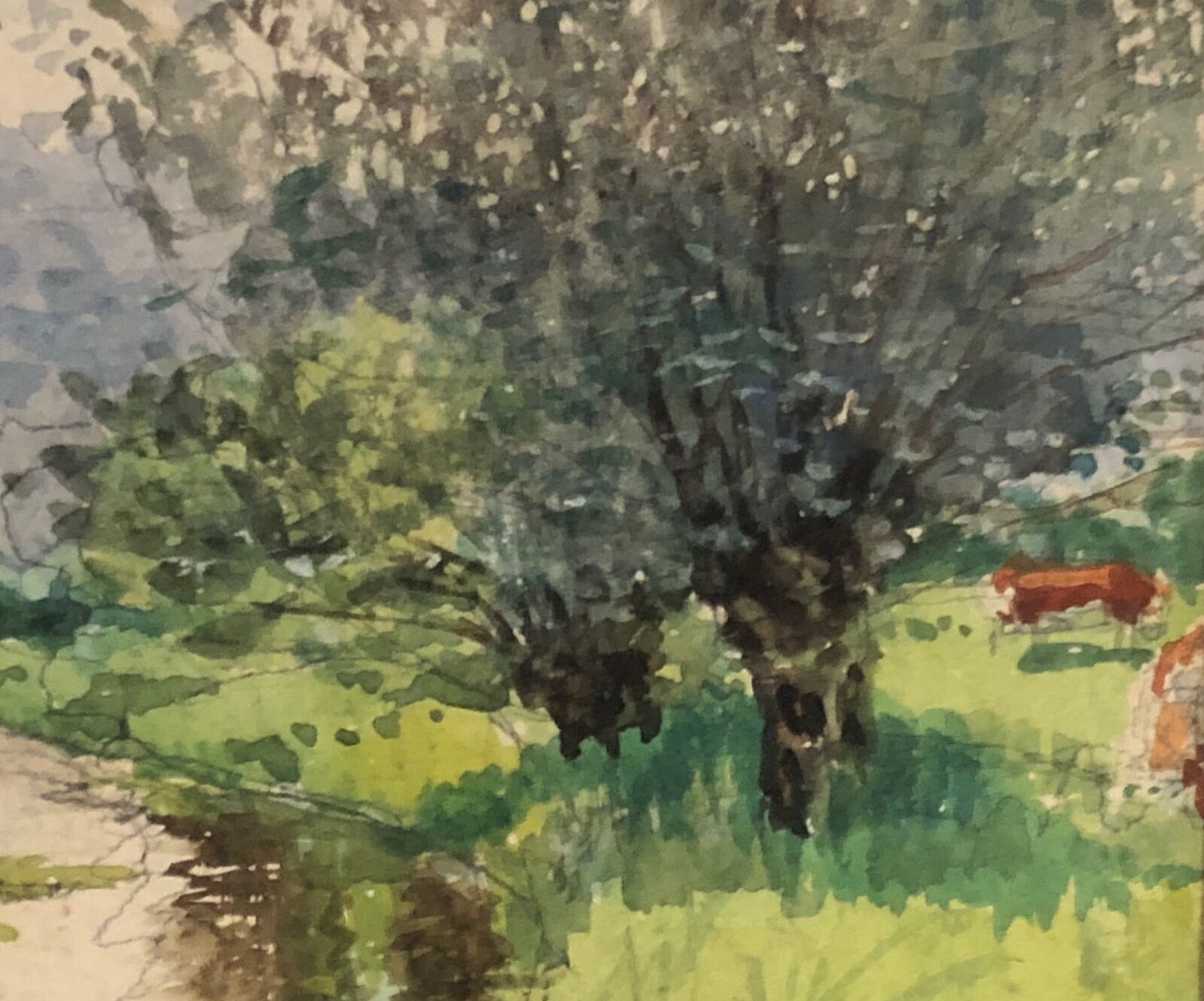 "Landscape of the Norman bocage ", watercolour framed and signed, early 20th century