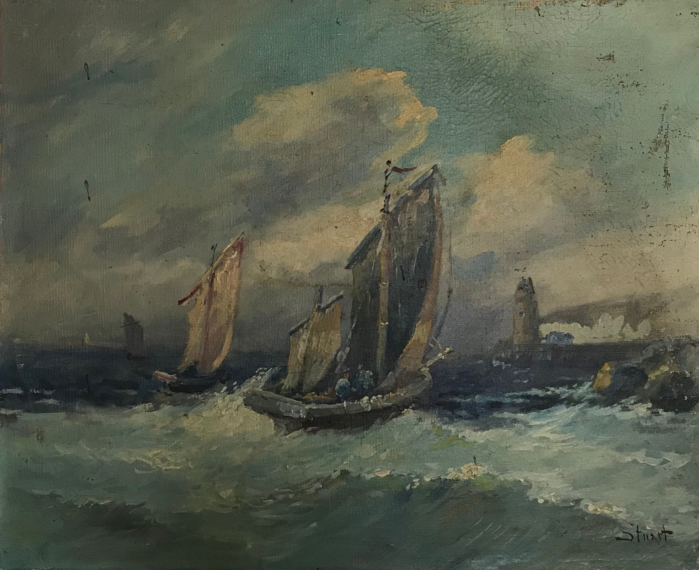 Table old fishing boats