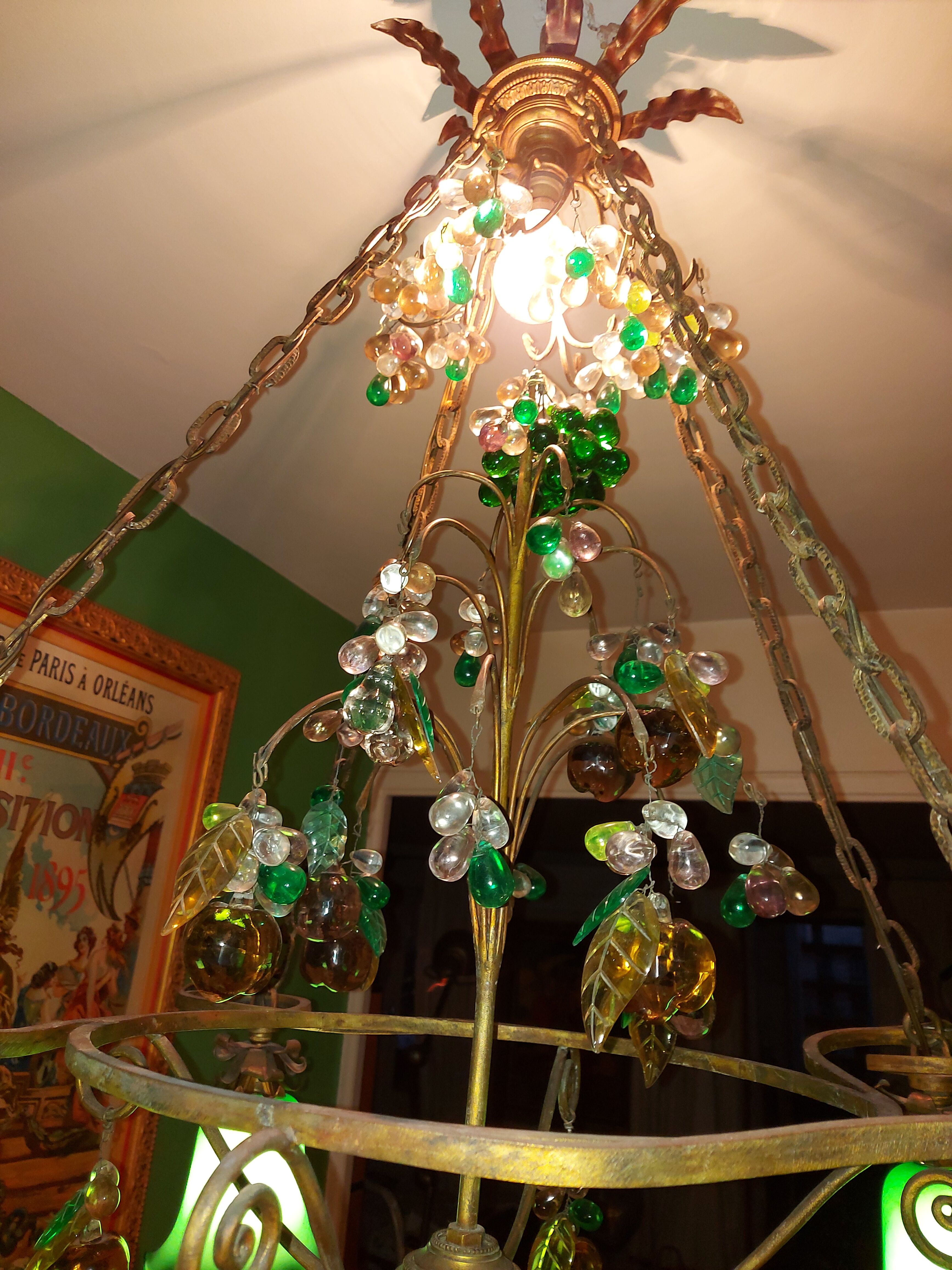Very large art nouveau chandelier Murano (1 meter)