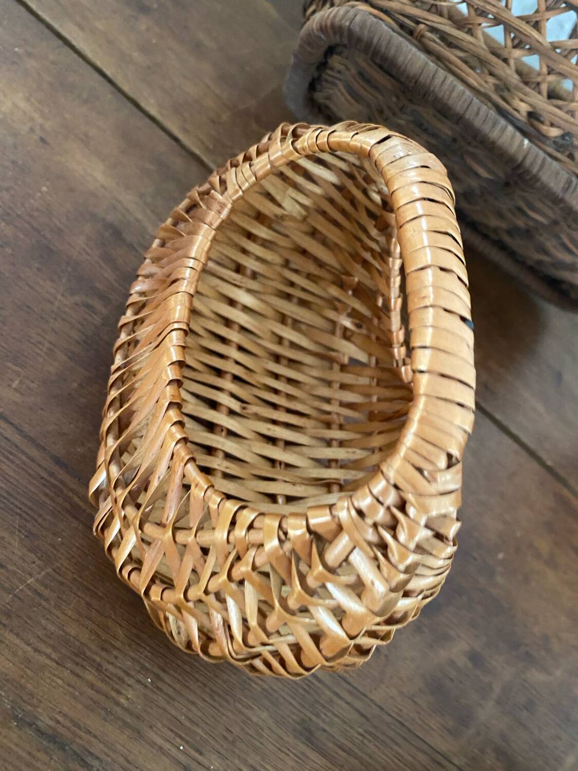 Old baskets and woven wicker basket.