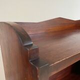 Bookcase vintage natural wood shelves open to three shelves