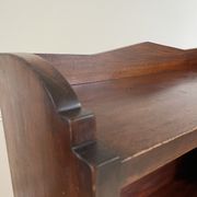 Bookcase vintage natural wood shelves open to three shelves
