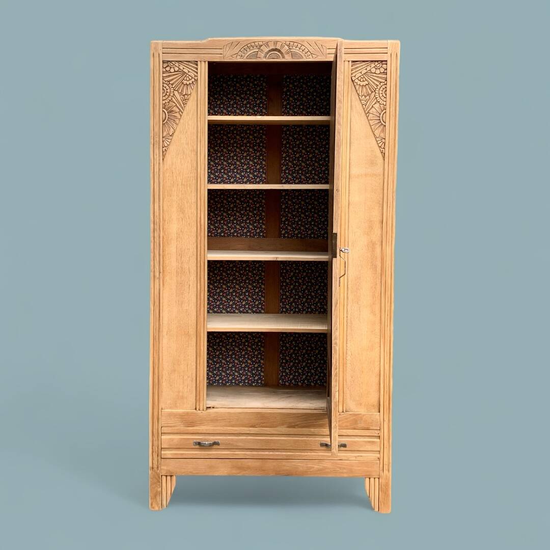 Parisian art deco cabinet in raw wood 1930