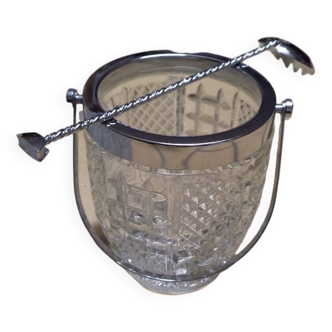 Oberglass ice bucket and spoon