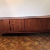 Vintage teak row with metal legs