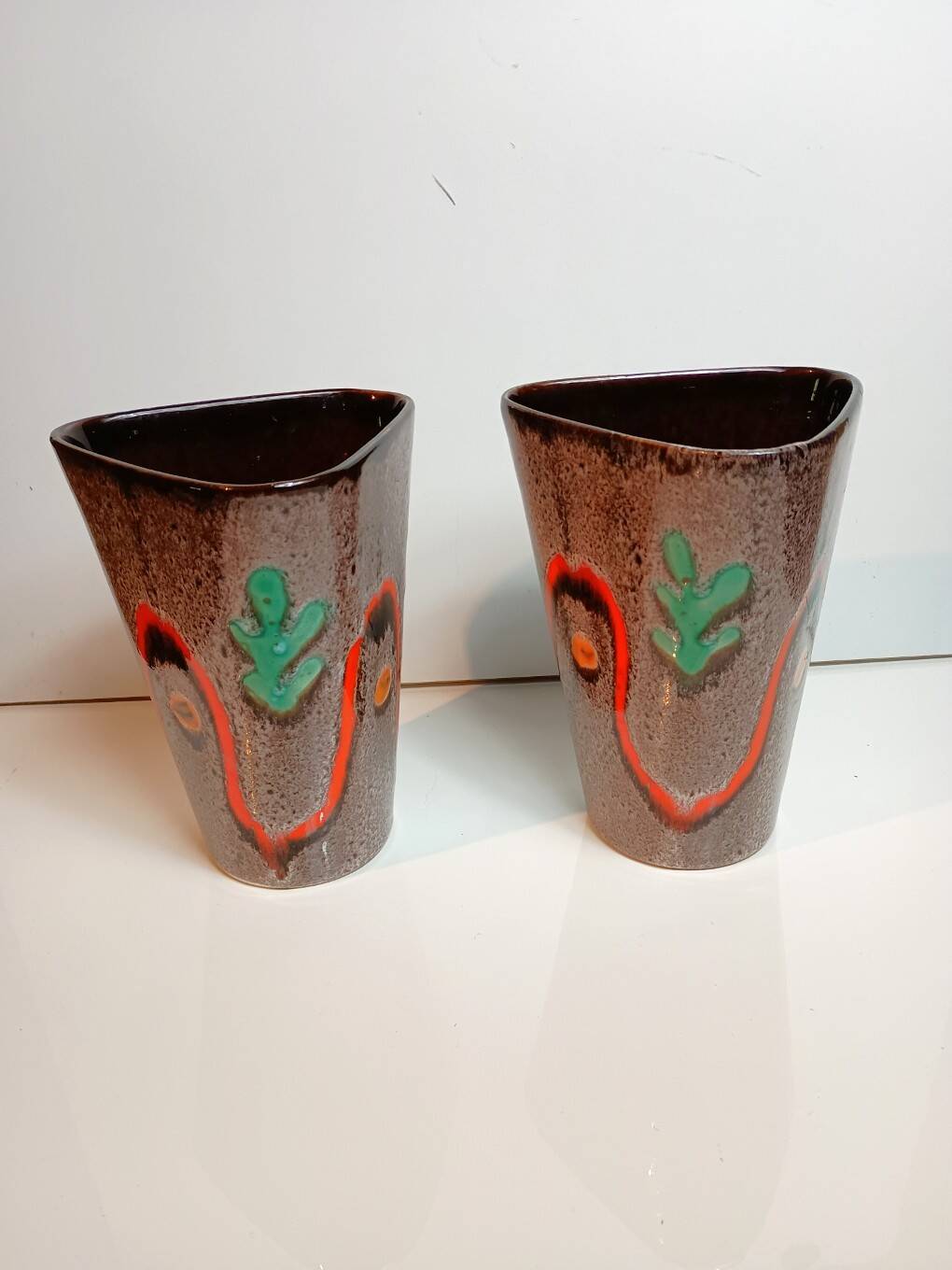 Pair of corn-shaped vases Poet-Laval Height 20 cm model V81