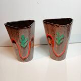 Pair of corn-shaped vases Poet-Laval Height 20 cm model V81