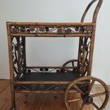 Bamboo and rattan dessert table in peacock style.