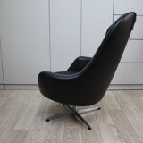 Fauteuil pivotant vintage en similicuir noir par Pastoe 60s