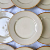9 assiettes en grès beige tulowice mid century