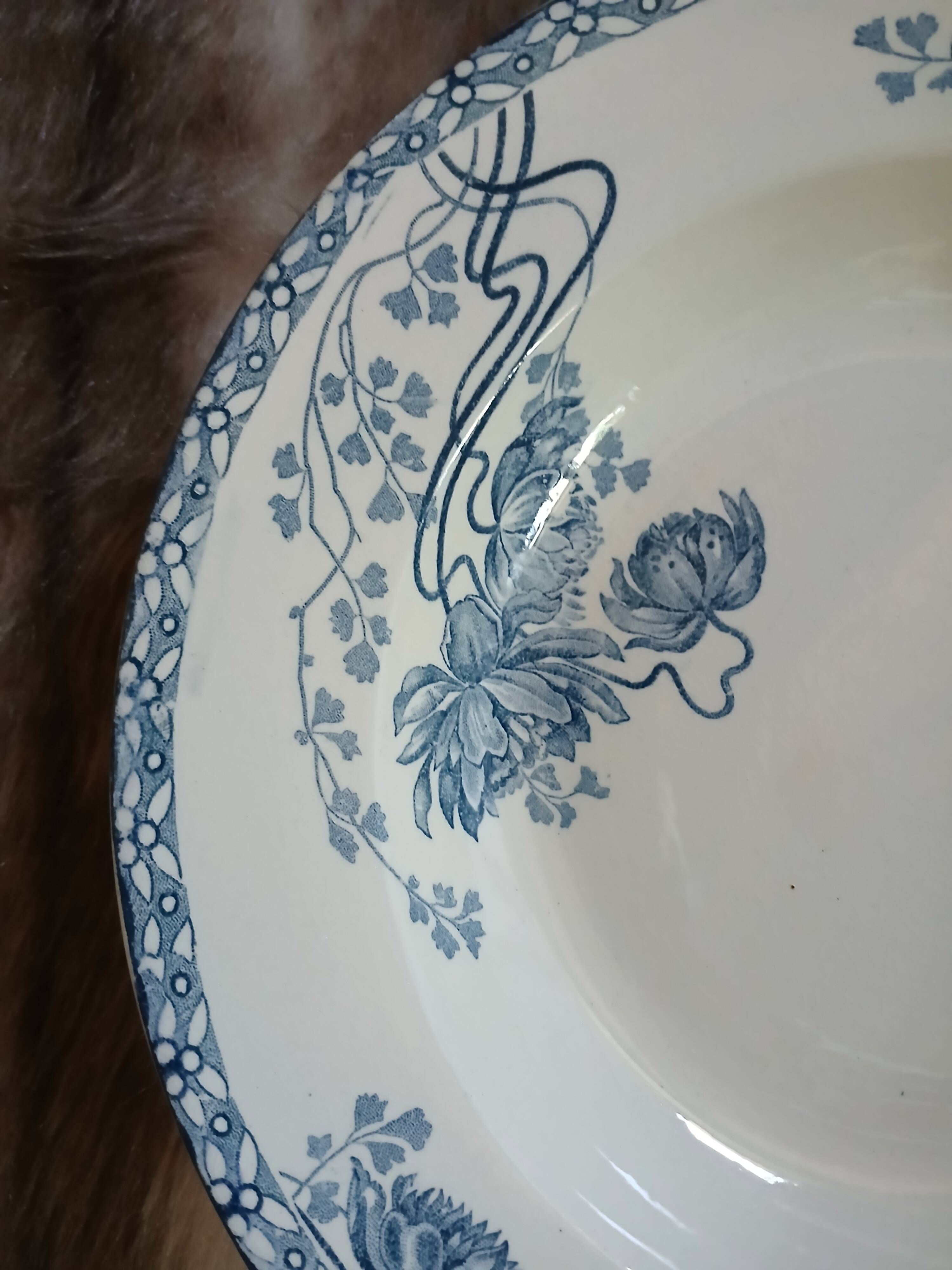 6 antique deep plates in ironstone