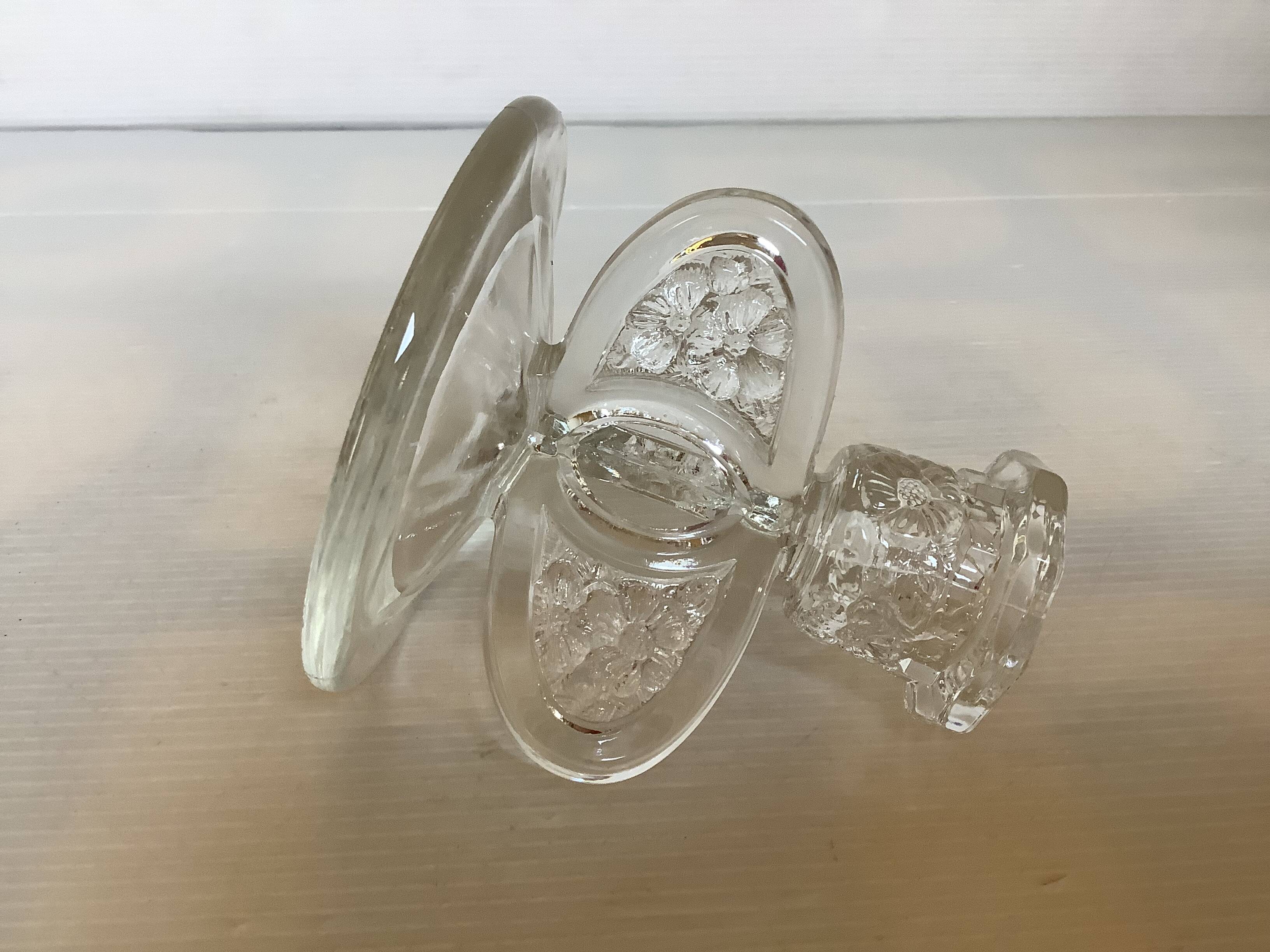 Candle holders flowers butterfly wings moulded glass