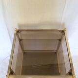 End table in metal gold chrome to three trays of smoked glass years 70/80