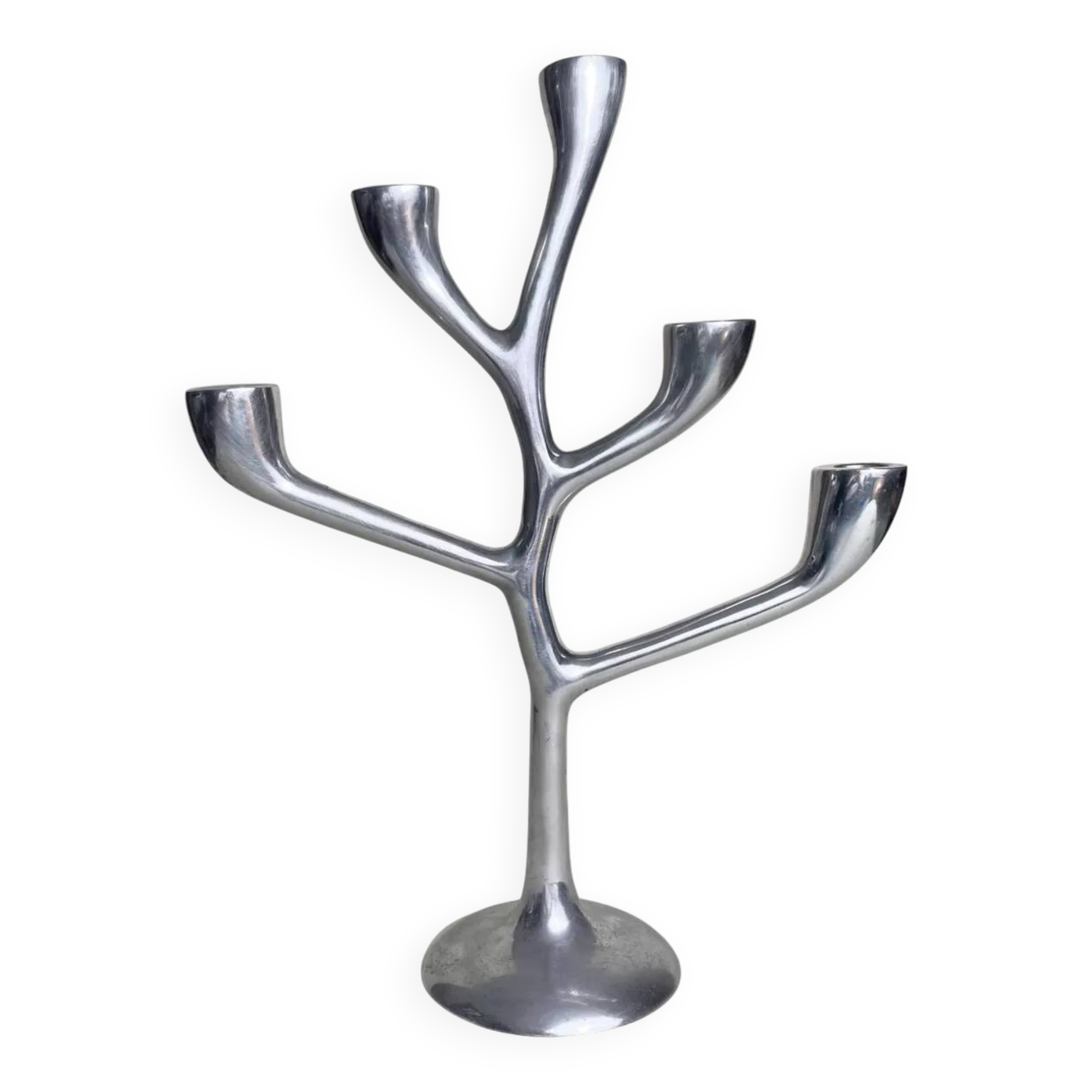Italian Chrome Candlestick Organic Shape