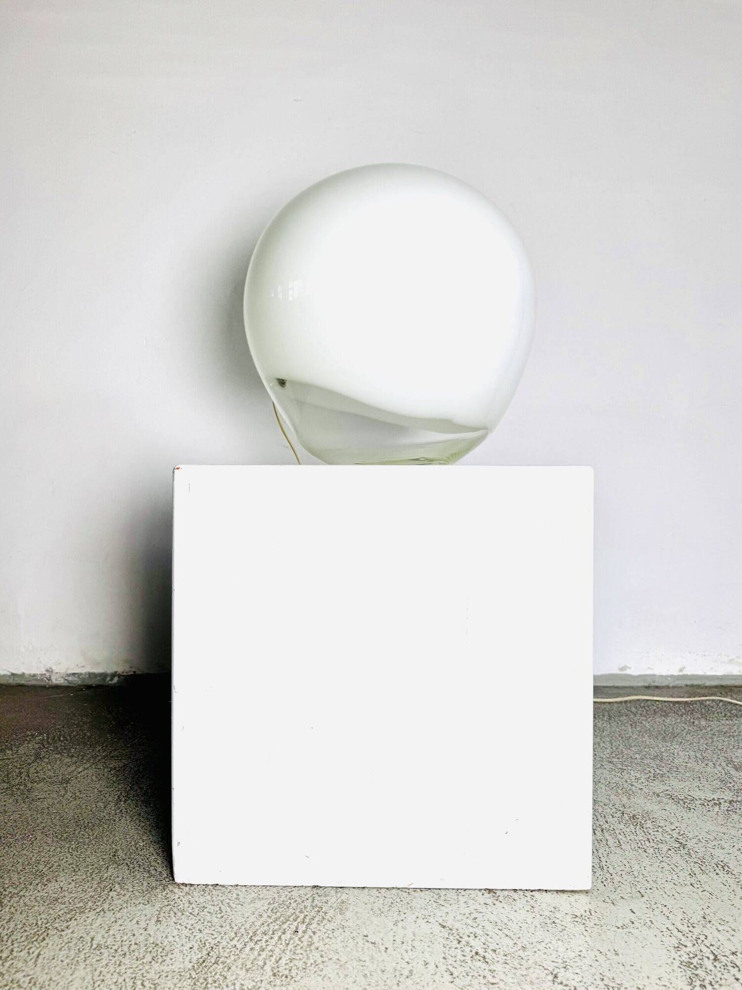 Large 'Nessa' Murano Glass Sphere Lamp In Opal White By Gino Vistosi For Vistosi, Italy 1970S