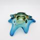 Murano Sommerso Blue Amber Sculpture Bowl 23cm