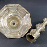 18th century Regency candlestick in silvered bronze with chiseled floral decoration