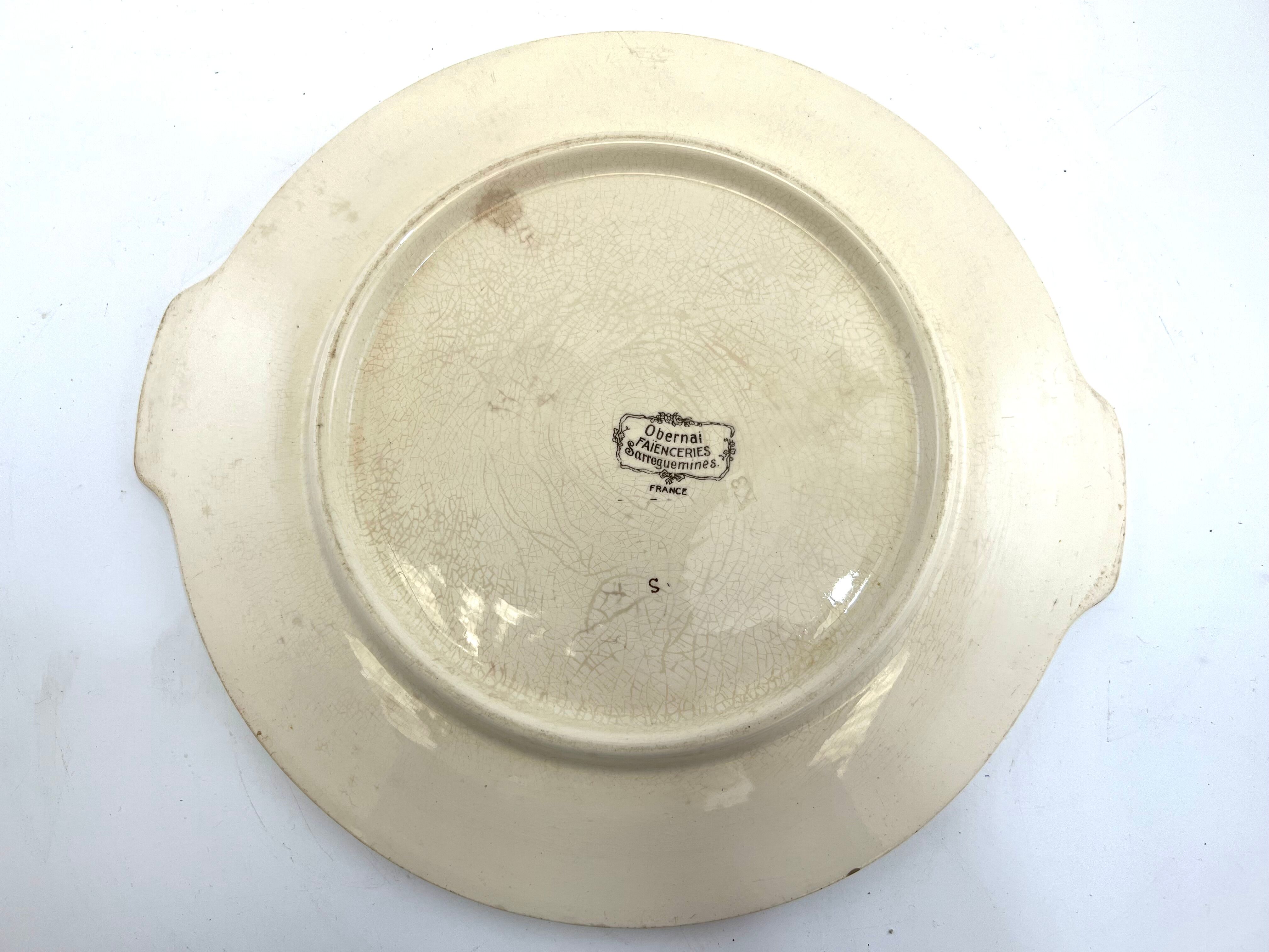 Round cake dish with handle Sarreguemines Obernai