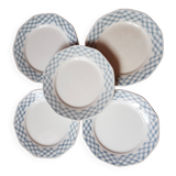 5 small plates numbered 38 Sarreguemines geometric shape pattern vintage 40s